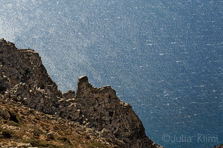 Cliffs above the Libyan sea, South Kassos island, Dodecanese, Greece