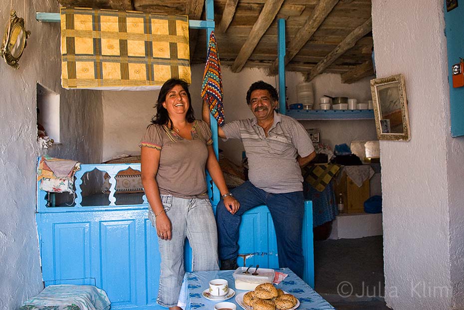 Couple of shepherds in their “mitato” shepherds’ hut, Kasos island